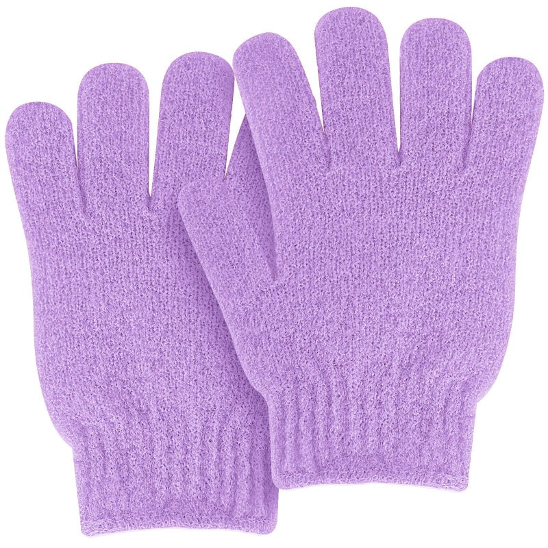 MOLOPPO Bath Glove 2PCS Use Loofah Sponge Exfoliating Body Scrubber Deep Cleansing Removes Dead Skin for Both Women and Men(Purple Red) - Image 1